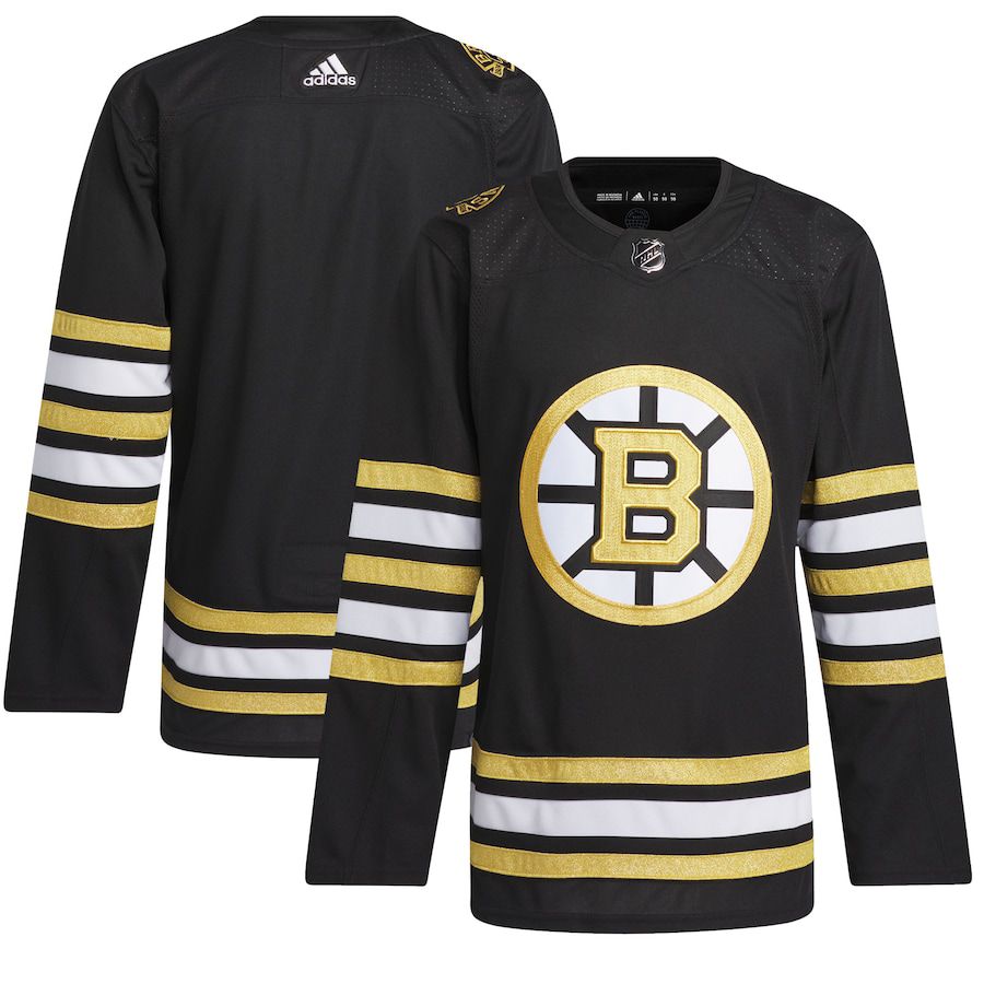 Men Boston Bruins adidas Black 100th Anniversary Primegreen Authentic NHL Jersey->->NHL Jersey